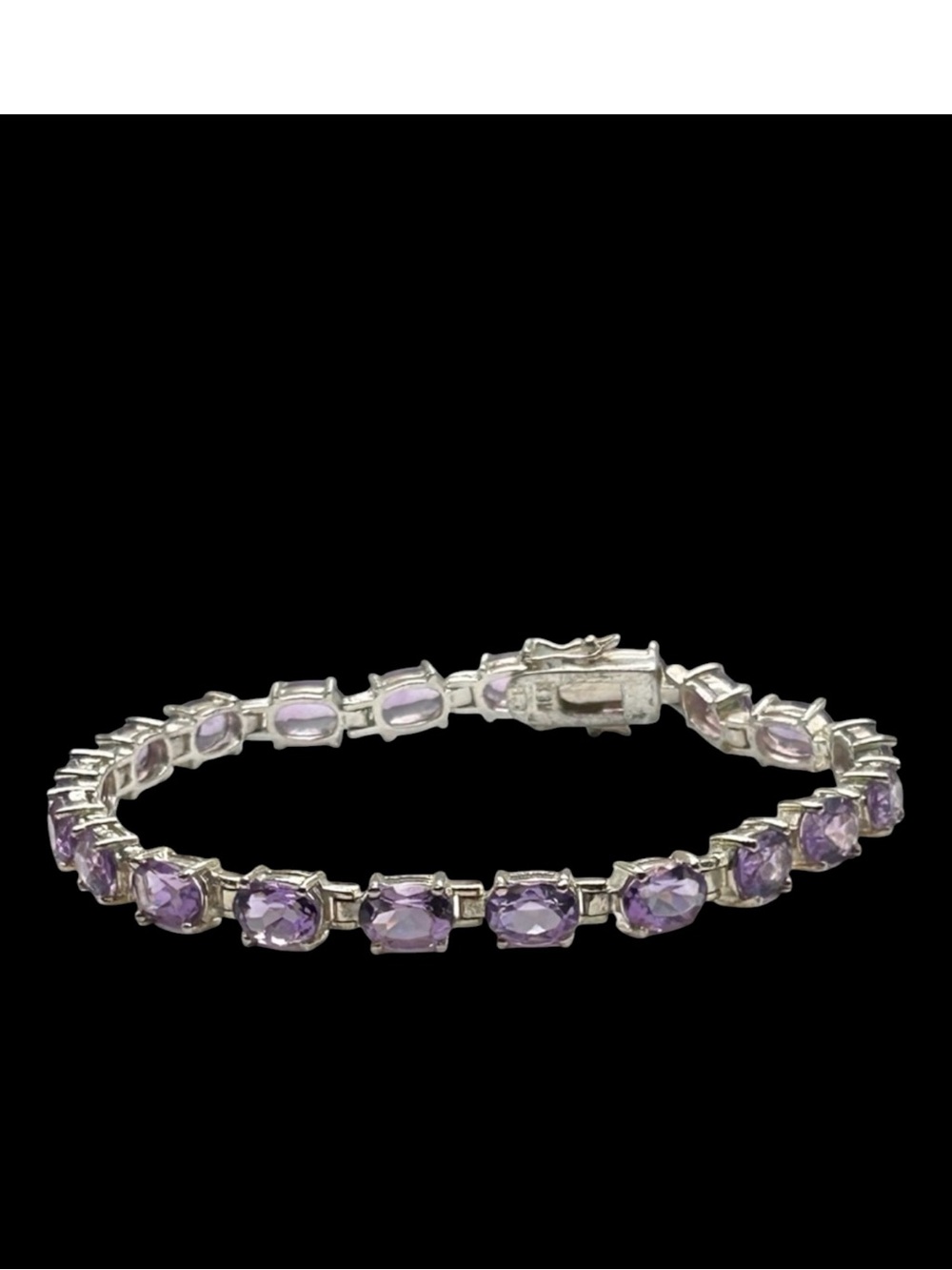 Lovely Genuine Amethyst Sterling Silver Tennis Bracelet